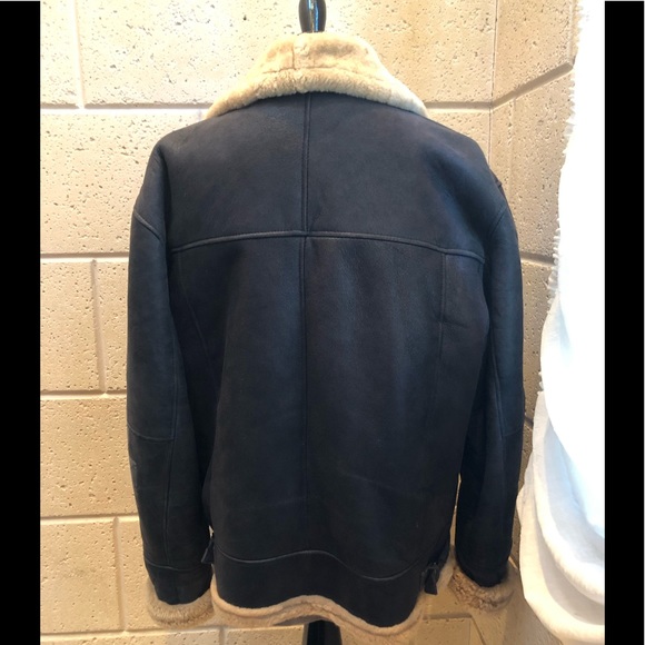 Jackets & Coats | Mens Leather Shearling Lined Aviator Jacket Sz M ...